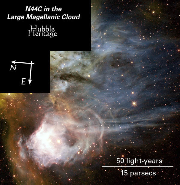 Gaseous Streamers from Nebula N44C Flutter in Stellar Breeze Gaseous Streamers from Nebula N44C Flutter in Stellar Breeze